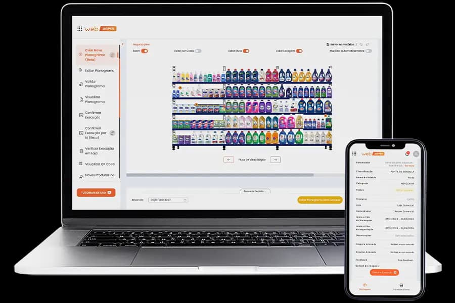 Sistema de planograma Web Jasper em ação